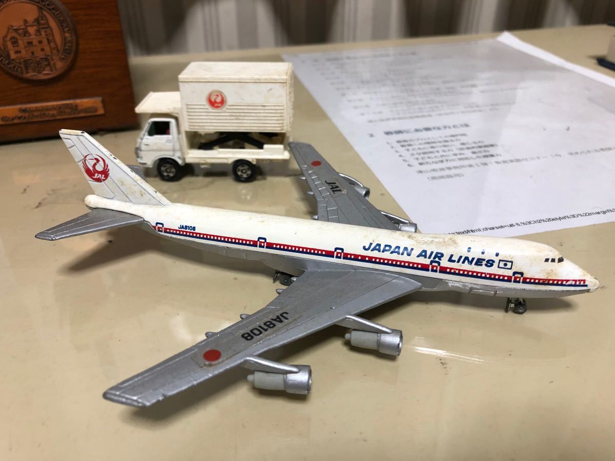 JAL飛行機 JA8108モデル&JAL作業車のミニカーセット　鉄アルミ製