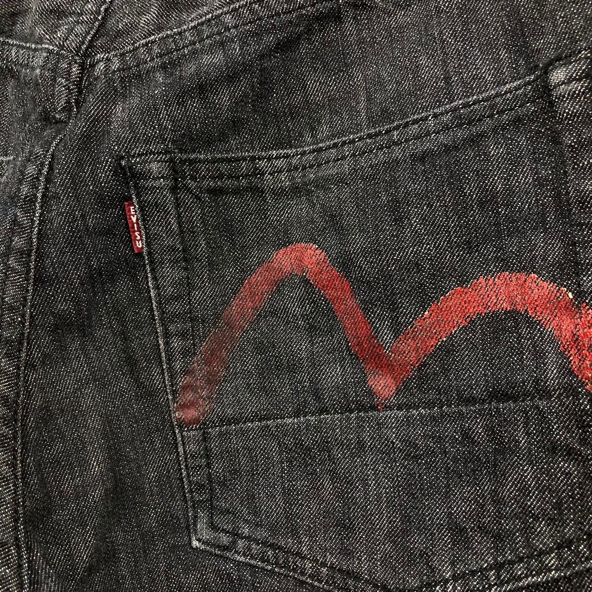 EVISU エヴィス NO 2 LOT2001 W32 先染め ブラック ジーンズ EVISU エヴィス NO 2 LOT2001 W32 先染め ブラック ジーンズ
