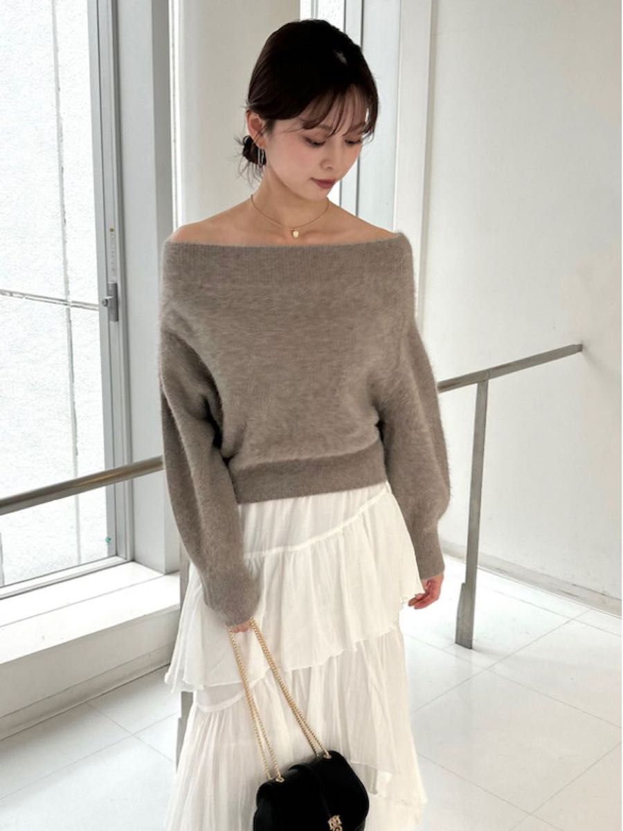 SNIDEL フォックスアルパカオフショルプルオーバー ブラウン BRW SNIDEL フォックスアルパカオフショルプルオーバー ブラウン BRW