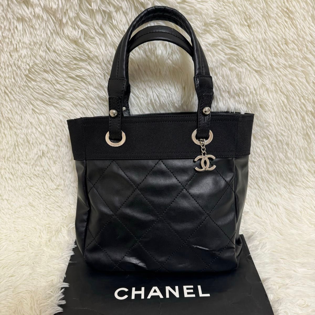 CHANEL シャネル パリビアリッツトートバッグ ハンドバッグ 黒 CHANEL シャネル パリビアリッツトートバッグ ハンドバッグ 黒