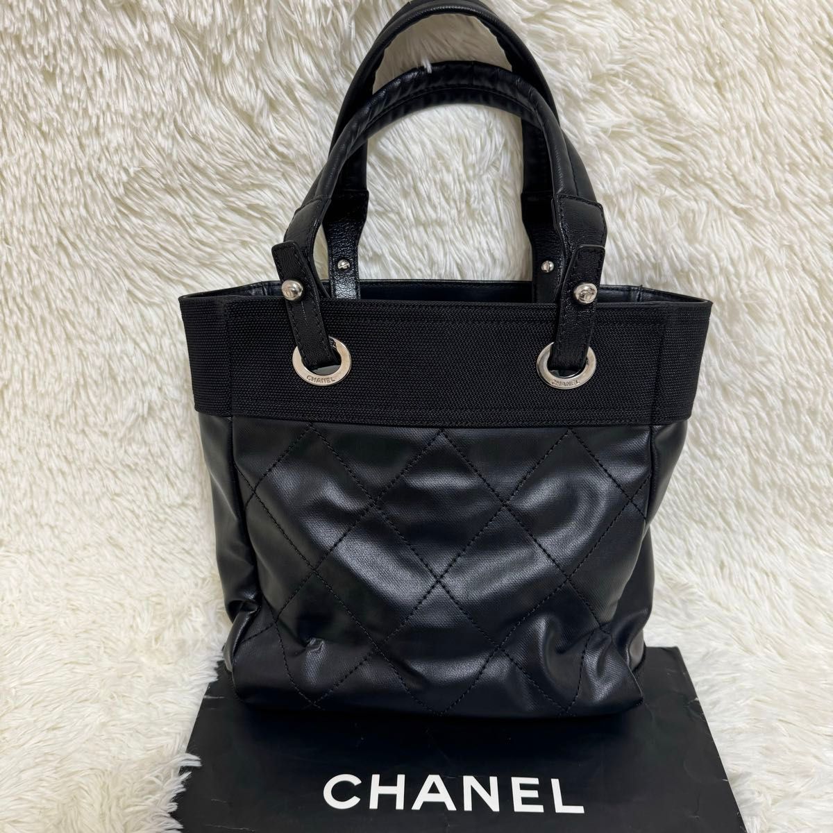 CHANEL シャネル パリビアリッツトートバッグ ハンドバッグ 黒 CHANEL シャネル パリビアリッツトートバッグ ハンドバッグ 黒