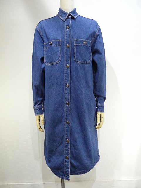 USA製 90s CK Calvin Klein カルバン クライン デニム 前開き シャツ ワンピース_画像1