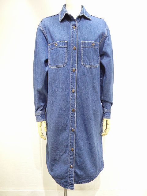 USA製 90s CK Calvin Klein カルバン クライン デニム 前開き シャツ ワンピース_画像2