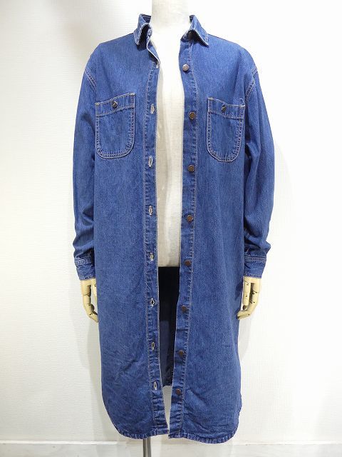 USA製 90s CK Calvin Klein カルバン クライン デニム 前開き シャツ ワンピース_画像5