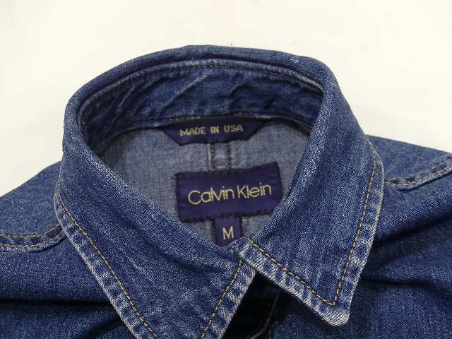 USA製 90s CK Calvin Klein カルバン クライン デニム 前開き シャツ ワンピース_画像6