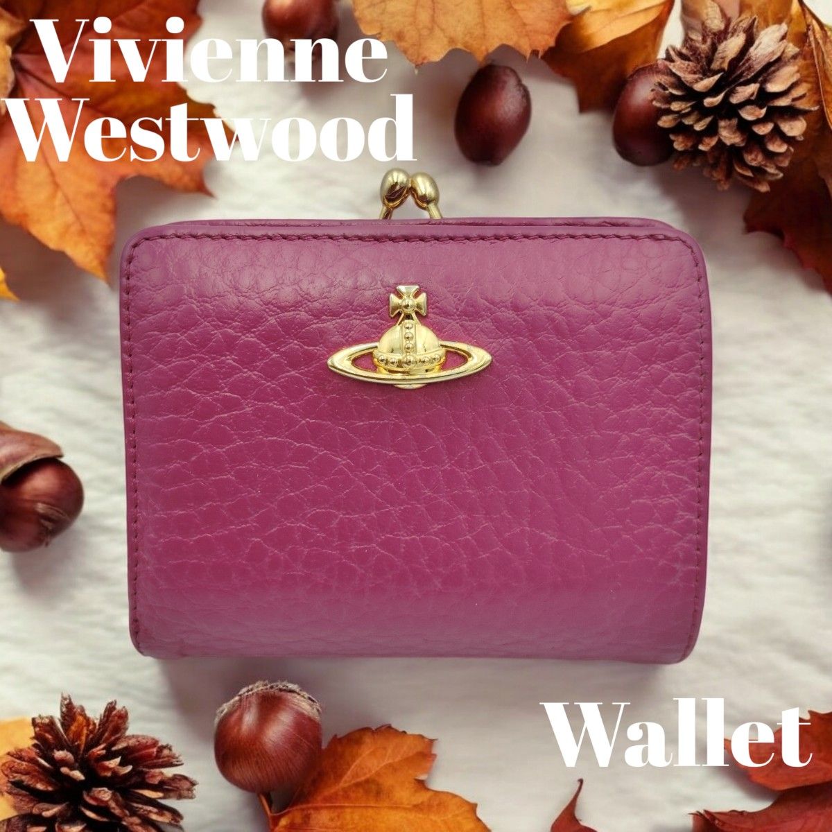 【美品】 ヴィヴィアンウエストウッド 折財布 ピンク がま口 Vivienne Westwood 二つ折りがま口財布 ピンク