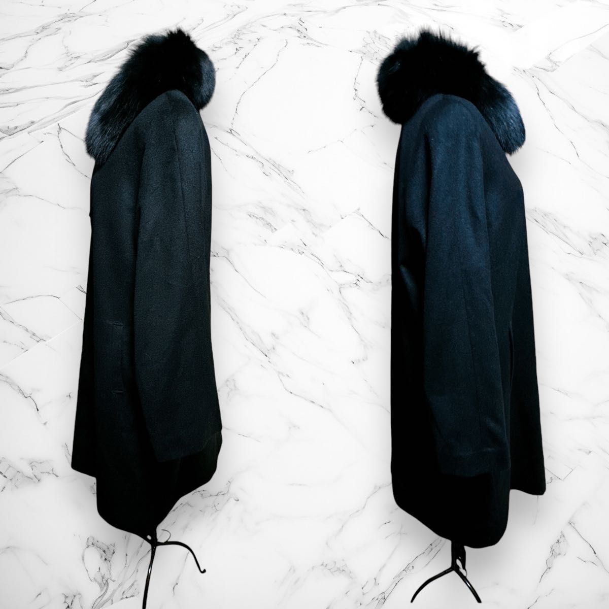 カシミヤ100% S&Imprime ロングコート ブルーフォックスファー カシミヤ100% S&Imprime ロングコート ブルーフォックスファー