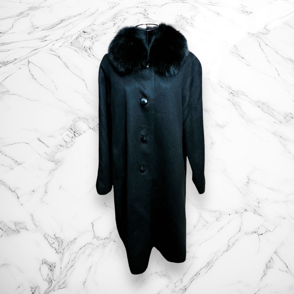 カシミヤ100% S&Imprime ロングコート ブルーフォックスファー カシミヤ100% S&Imprime ロングコート ブルーフォックスファー