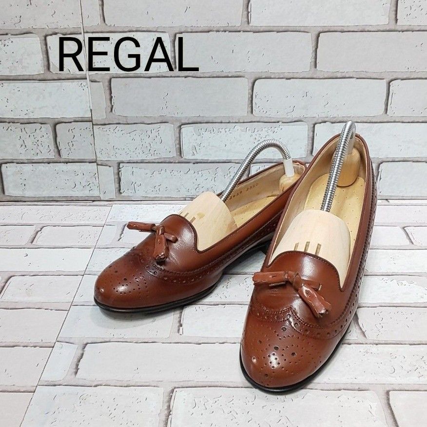 極美品 REGAL リーガル タッセルローファー 革靴 ウィングチップ REGAL】リーガル タッセルローファー ウイングチップ メダリオン