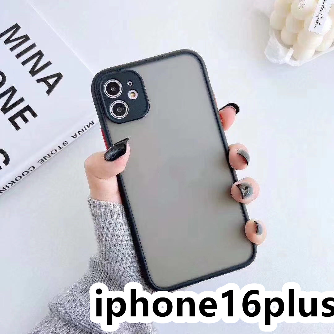 iphone16plusケース カーバー TPU 可愛い　お洒落　韓国　マット　ブラック　黒　軽量 ケース 耐衝撃 高品質301