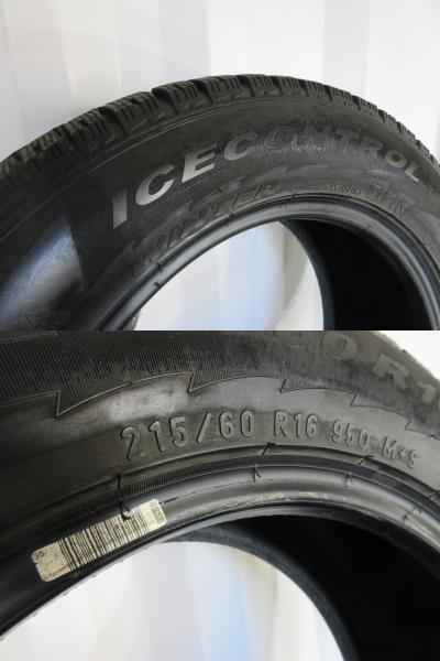 Y2175 ②★[一台分・買得品]★冬215/60R16インチ95Q PIRELLI ICECONTROL★エスティマ マークX クラウンロイヤル オデッセイ ヴェゼル _画像5