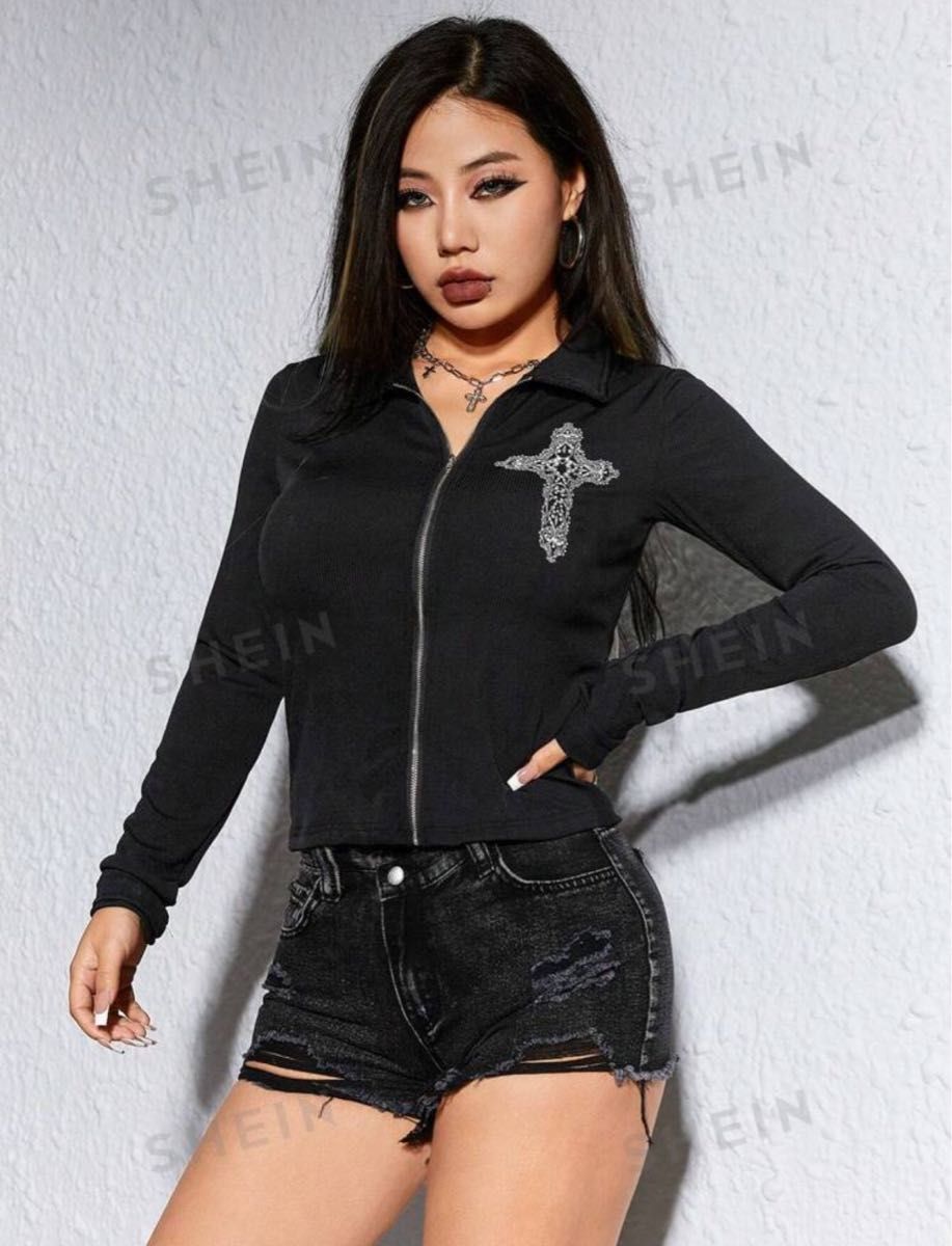 SHEIN 平成ギャル y2k リブトップス 十字架 M|Yahoo!フリマ(旧 SHEIN 平成ギャル y2k リブトップス 十字架 M|Yahoo!フリマ(旧