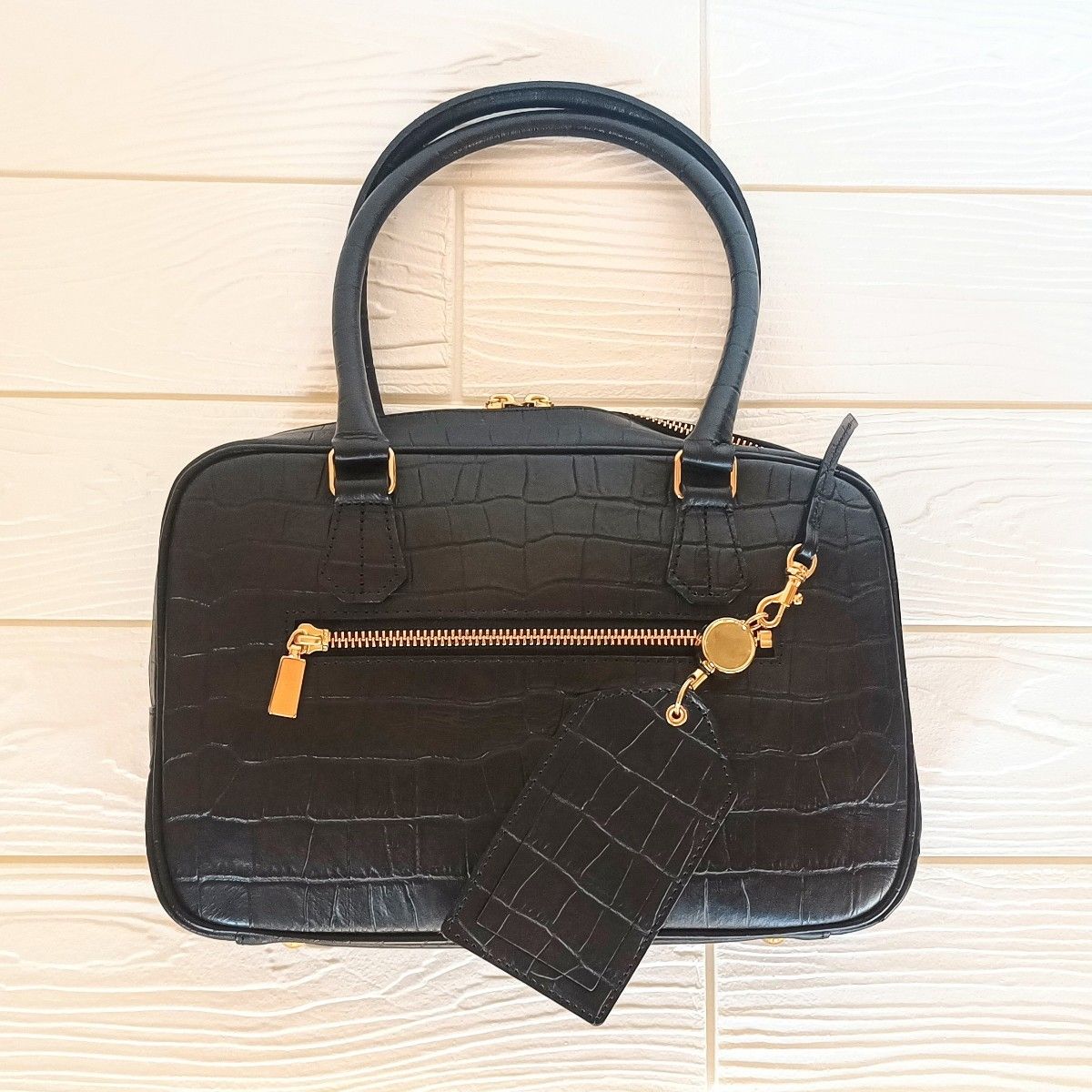 NUMBER TWENTY-ONE クロコダイル 型押し レザーハンドバッグ NUMBER TWENTY-ONE クロコダイル 型押し レザーハンドバッグ