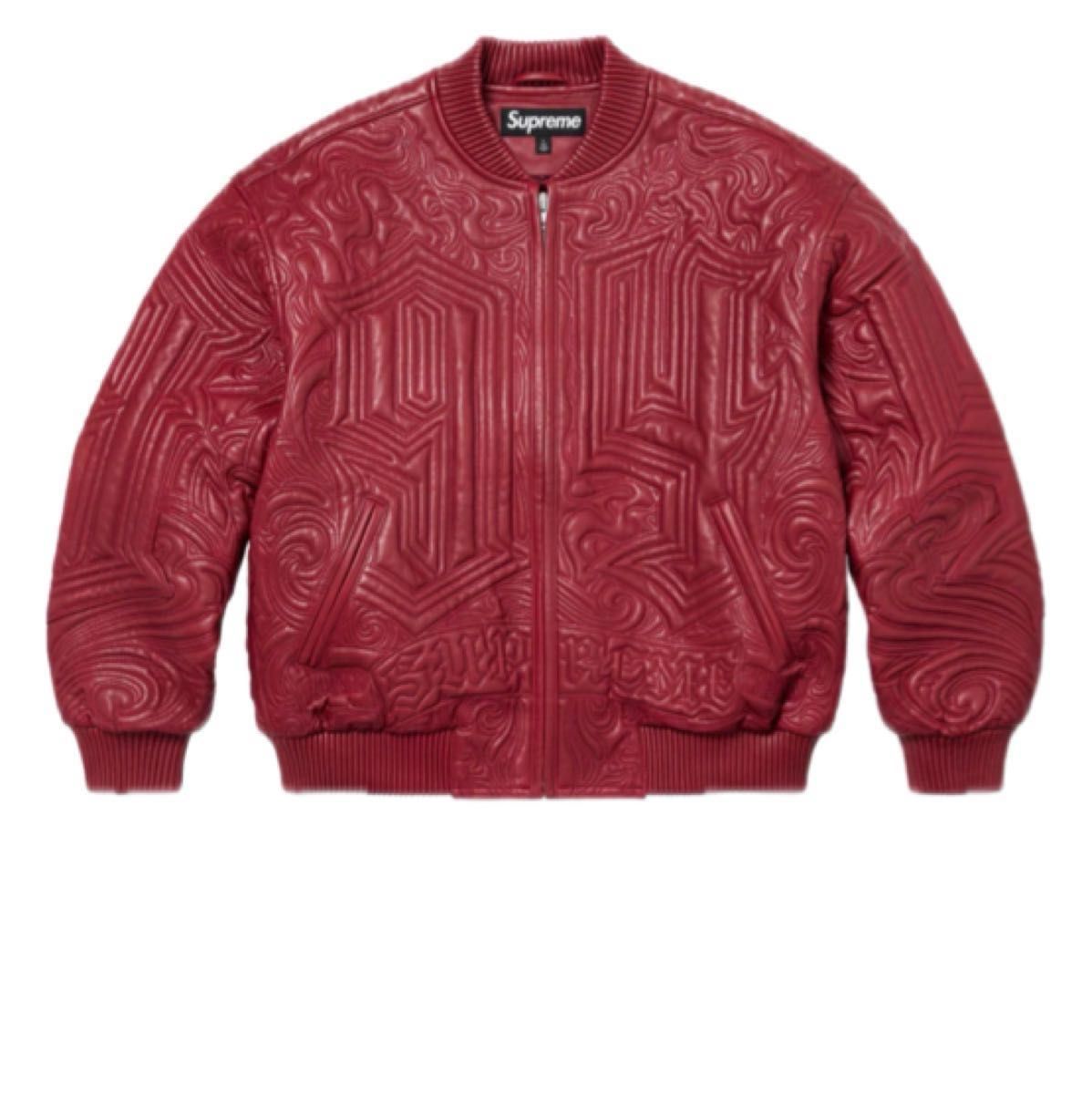 Supreme Mister Cartoon Embroidered Leather Jacket Burgundy M Supreme Mister Cartoon Embroidered Leather Jacket Burgundy M