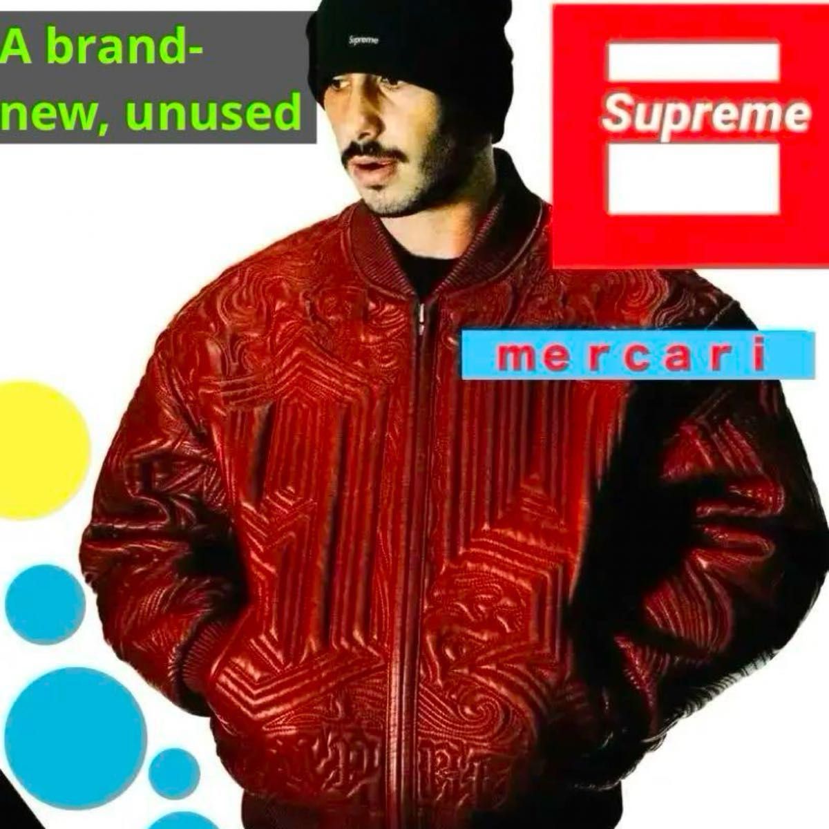 Supreme Mister Cartoon Embroidered Leather Jacket Burgundy M Supreme Mister Cartoon Embroidered Leather Jacket Burgundy M