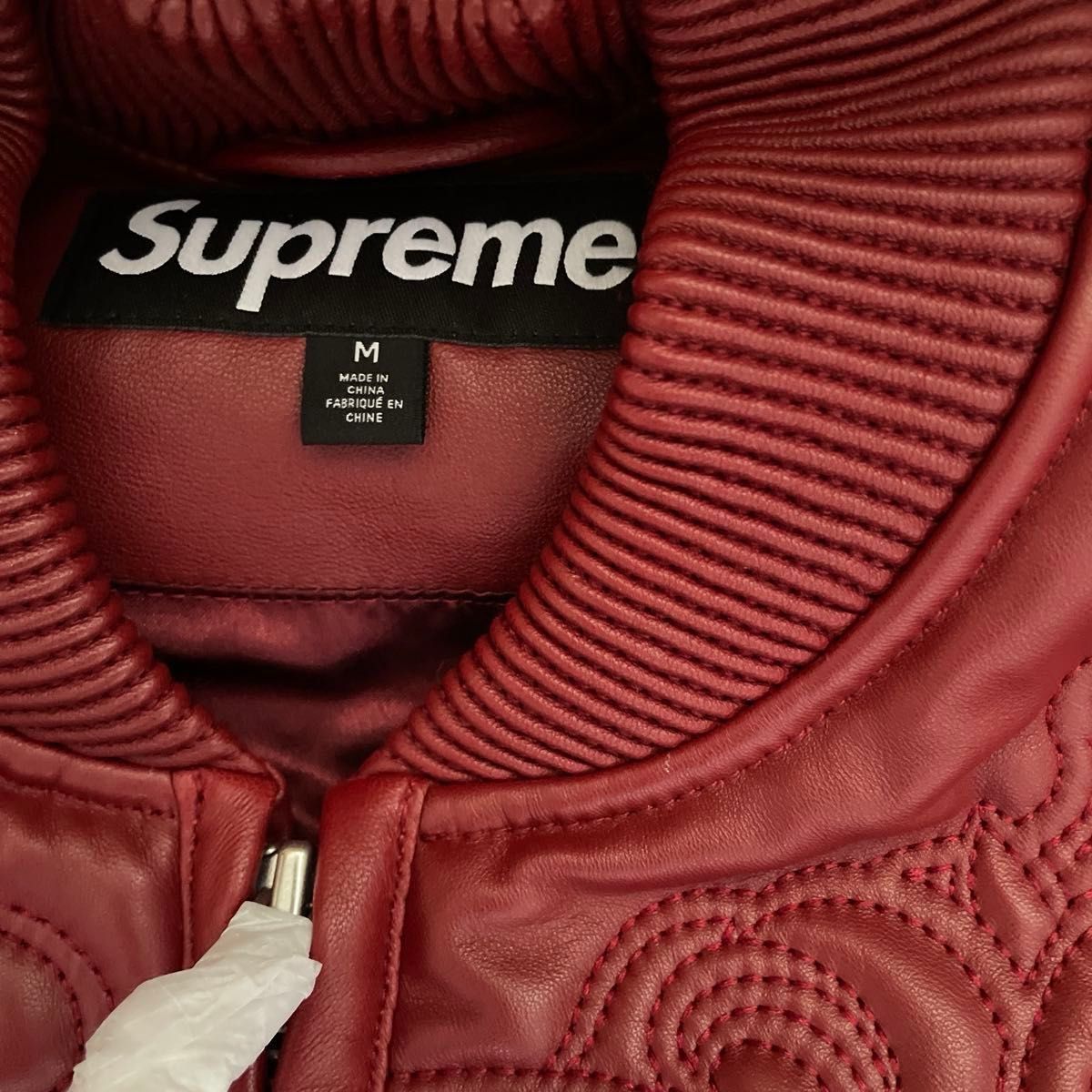 Supreme Mister Cartoon Embroidered Leather Jacket Burgundy M Supreme Mister Cartoon Embroidered Leather Jacket Burgundy M