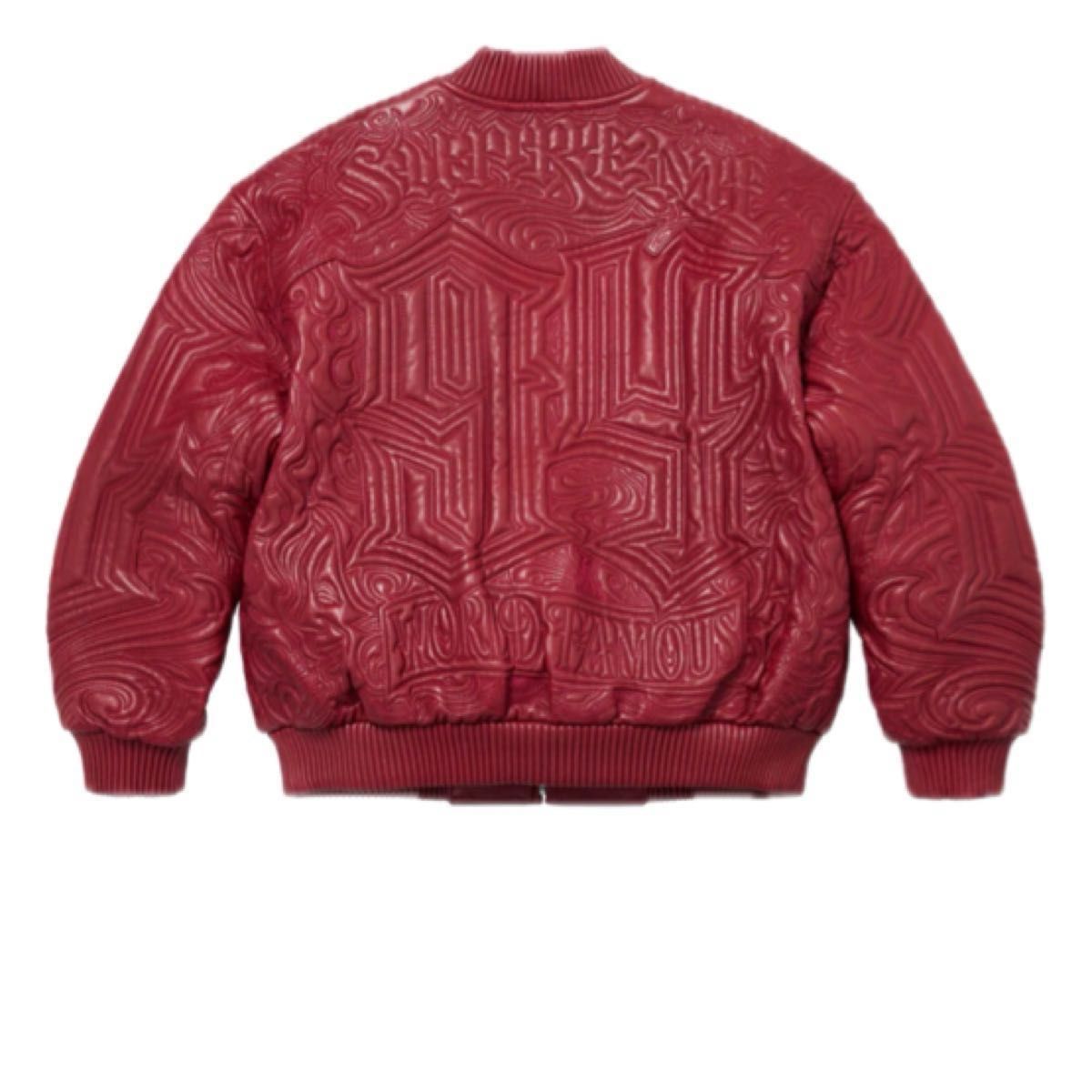Supreme Mister Cartoon Embroidered Leather Jacket Burgundy M Supreme Mister Cartoon Embroidered Leather Jacket Burgundy M