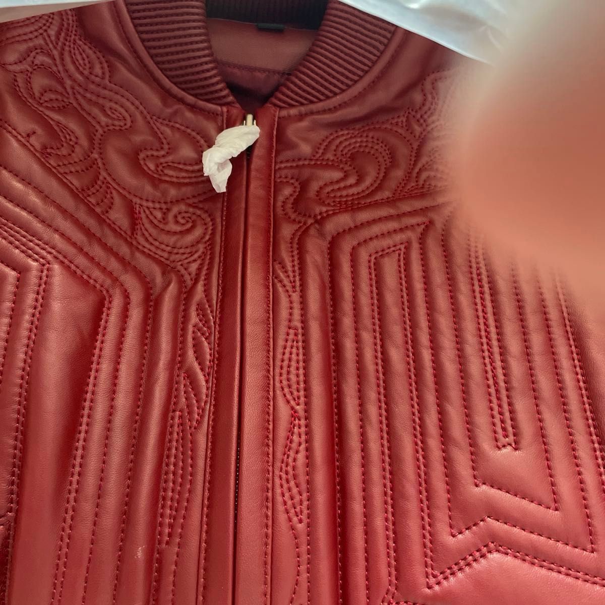 Supreme Mister Cartoon Embroidered Leather Jacket Burgundy M Supreme Mister Cartoon Embroidered Leather Jacket Burgundy M
