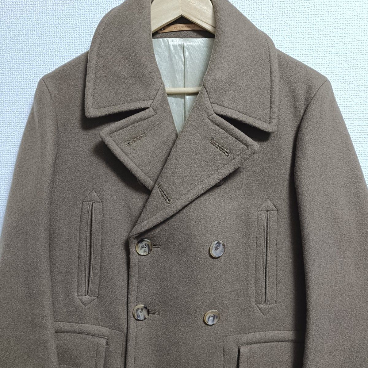 SCYE BASICS サイベーシックス ウール×カシミヤ混 ピーコート ベージュ系 36 美品 SCYE BASICS サイベーシックス ウール×カシミヤ混 ピーコート ベージュ系 36 美品