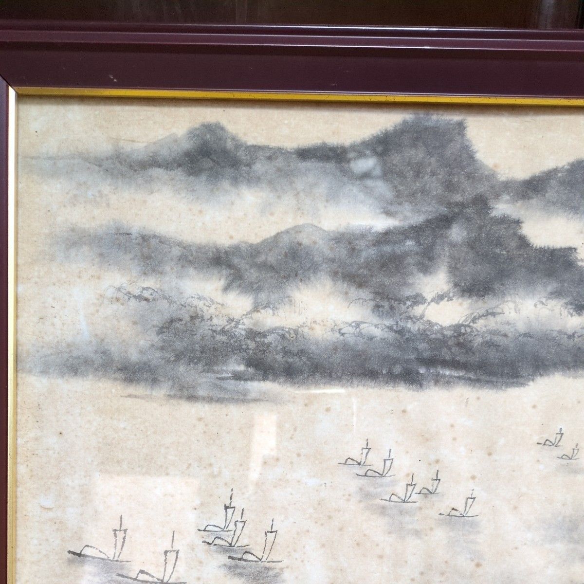 67 ド迫力 山水水墨画 肉筆 直筆 日本画 崖 海 舟 山 木 など 荒 67 ド迫力 山水水墨画 肉筆 直筆 日本画 崖 海 舟 山 木 など 荒