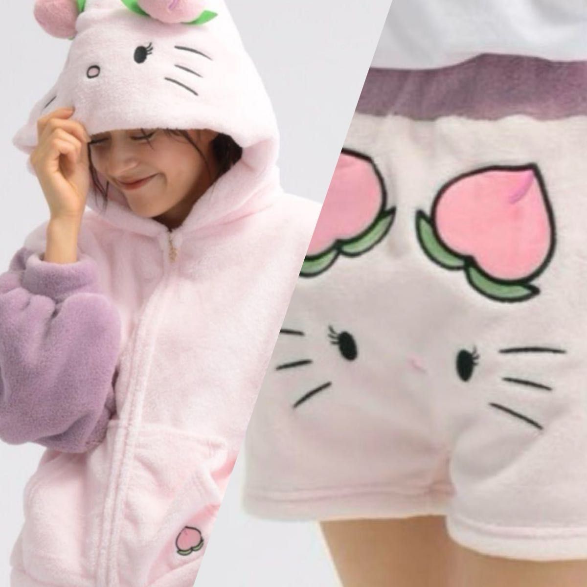 M】サンリオ ハニーモモ キティ パーカー ショートパンツ M】サンリオ ハニーモモ キティ パーカー ショートパンツ