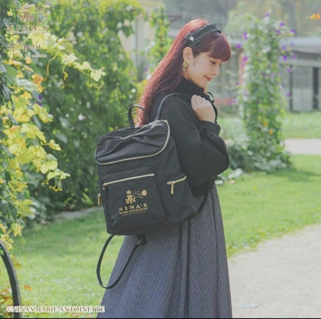 新品 しまむら 青木美沙子 NINA'S コラボ リボン リュック 黒 新品 しまむら 青木美沙子 NINA'S コラボ リボン リュック 黒