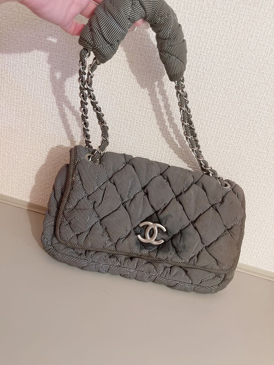 希少◎CHANEL キルティング チェーンバッグ 希少☆レア シャネル キルティング マトラッセ 布 チェーン