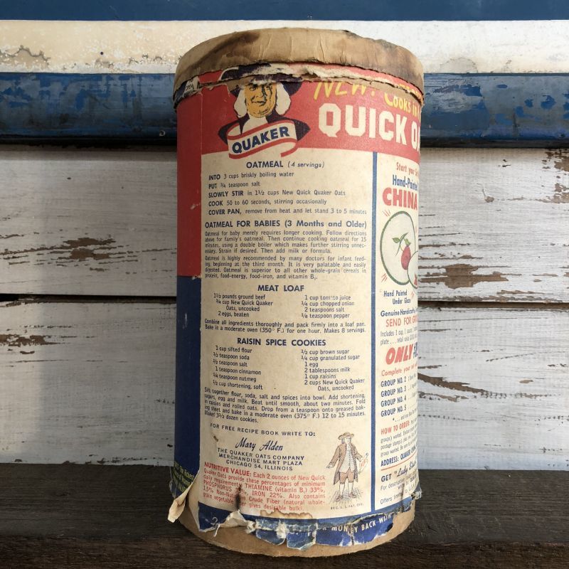 即決 Quick Quaker Oats 24.5cm フードコンテナ パッケージ ビンテージ缶 シリアル アドバタイジング ツールケース ボックス 雑貨 USA_画像4