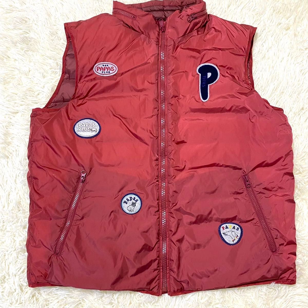 大きいサイズ 希少 パパス PAPAS ダウンベスト LL XL 赤 レッド 大きいサイズ 希少 パパス PAPAS ダウンベスト LL XL 赤 レッド