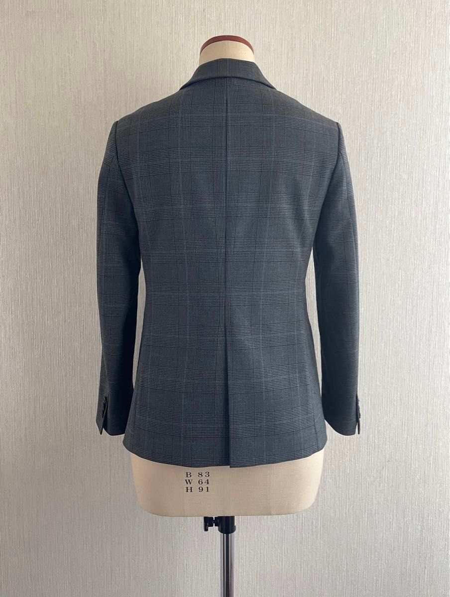 UNIQLO テーラード ジャケット グレンチェック グレー XS 洗える UNIQLO テーラード ジャケット グレンチェック グレー XS 洗える