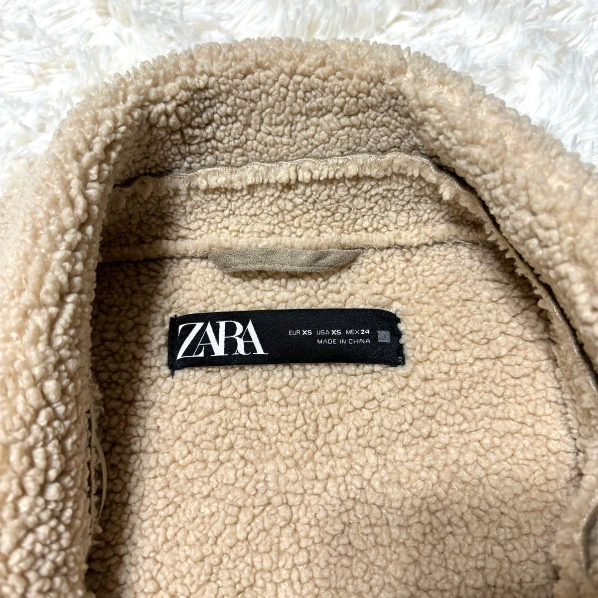 美品】 ZARA ザラ フェイクムートン 裏ボア ロングコート 美品】 ZARA ザラ フェイクムートン 裏ボア ロングコート