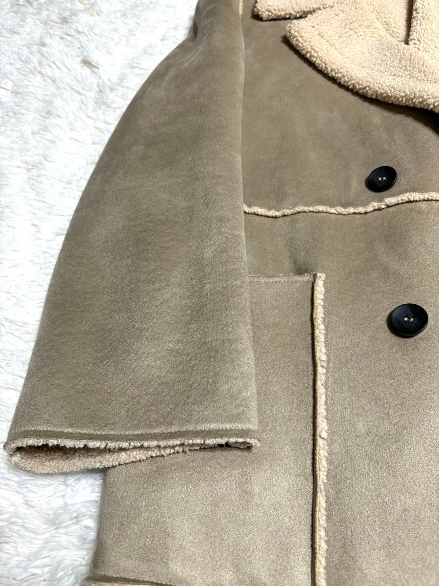 美品】 ZARA ザラ フェイクムートン 裏ボア ロングコート 美品】 ZARA ザラ フェイクムートン 裏ボア ロングコート