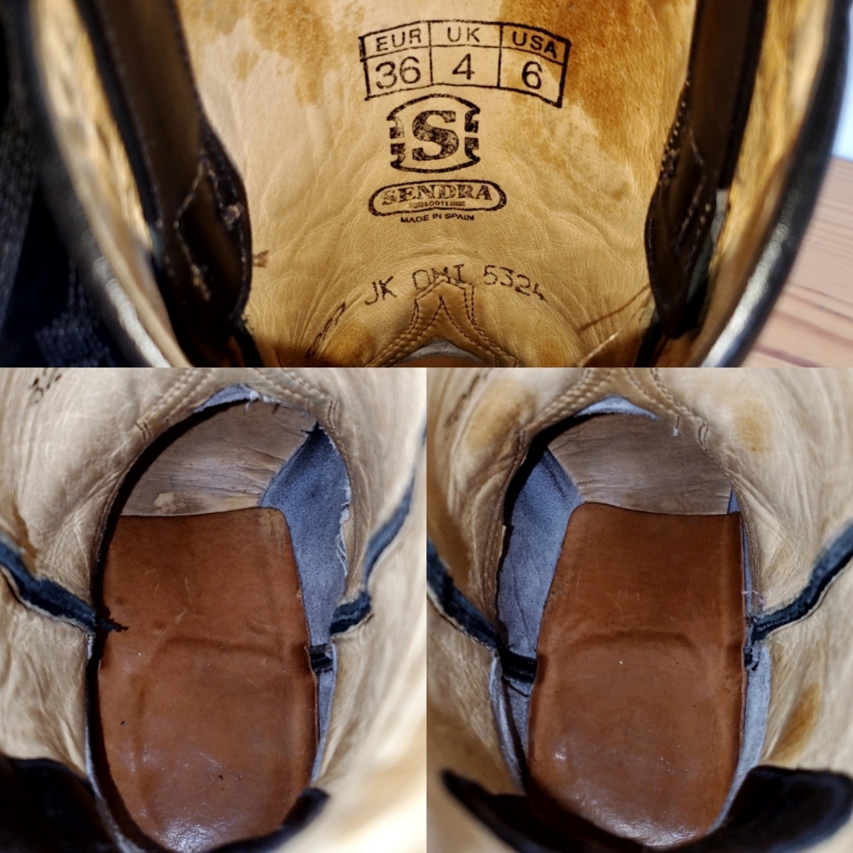 26◆センドラ SENDRA ウエスタンブーツ size USA6 UK4 23㎝位 スペイン製 ブラック 黒 ラバーソール 中古 USED