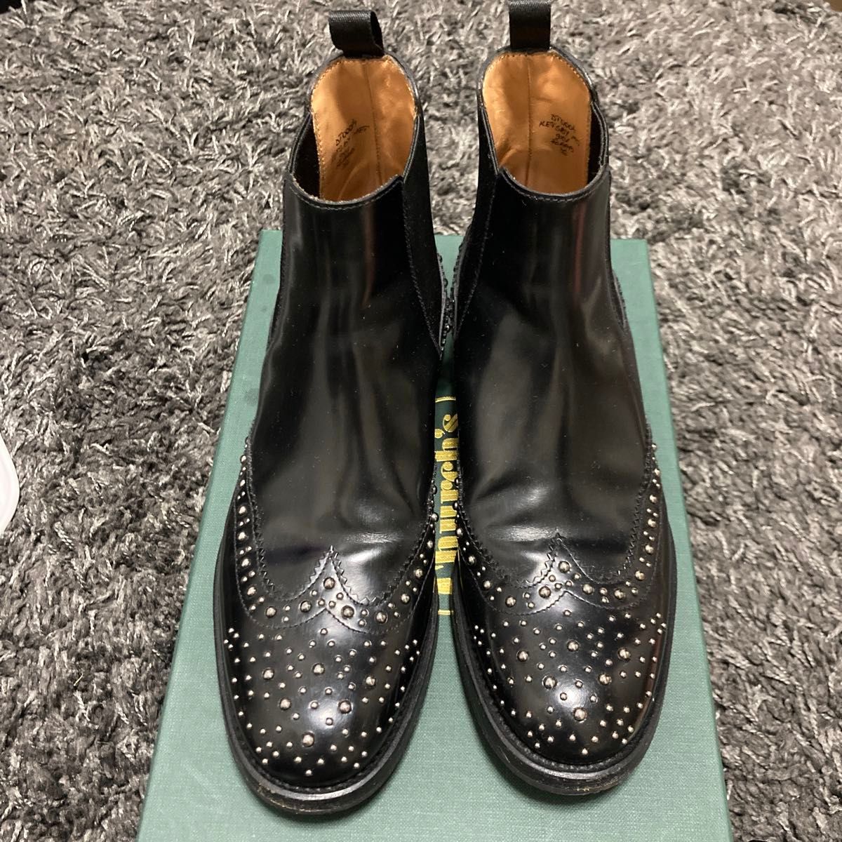 美品【Church's/チャーチ】スタッズ付 ウイングチップサイドゴア 美品【Church's/チャーチ】スタッズ付 ウイングチップサイドゴア