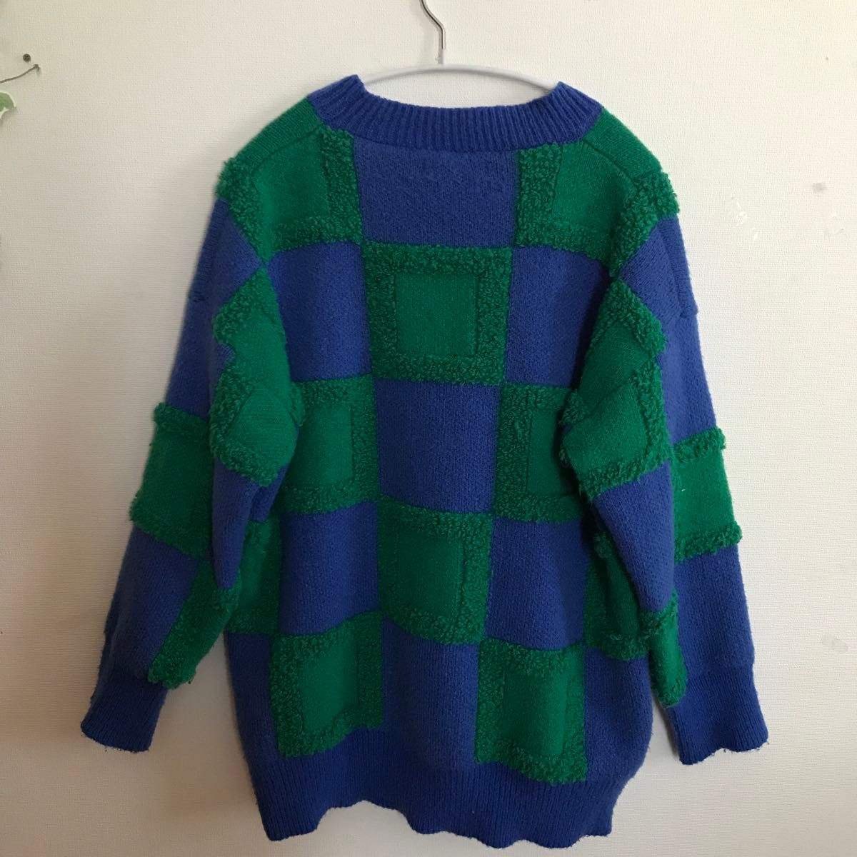 ニットセーター レディース ブルー グリーンGORGE 青緑 チェック ニットセーター レディース ブルー グリーンGORGE 青緑 チェック