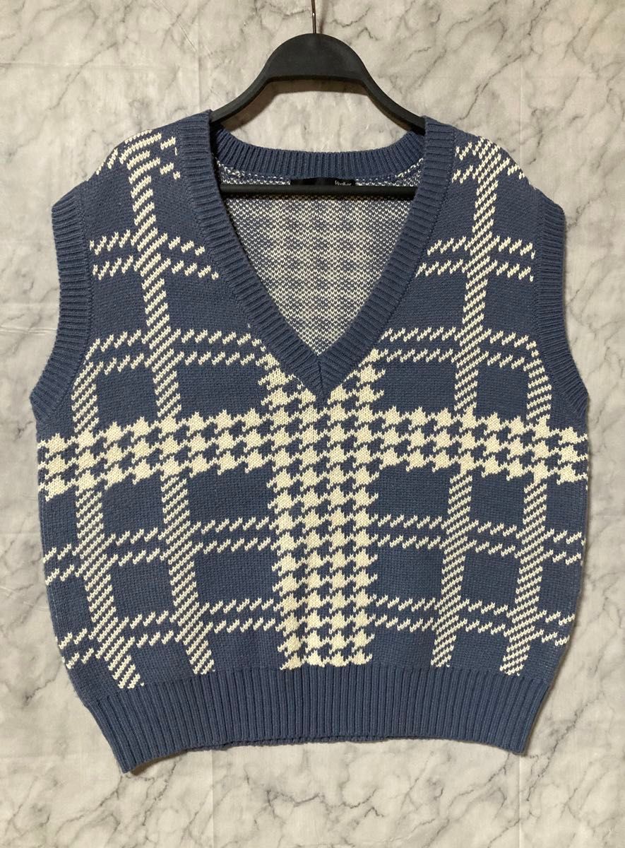 美品 Heather ウール混 チェック柄 ニットベスト ベスト 美品 Heather ウール混 チェック柄 ニットベスト ベスト