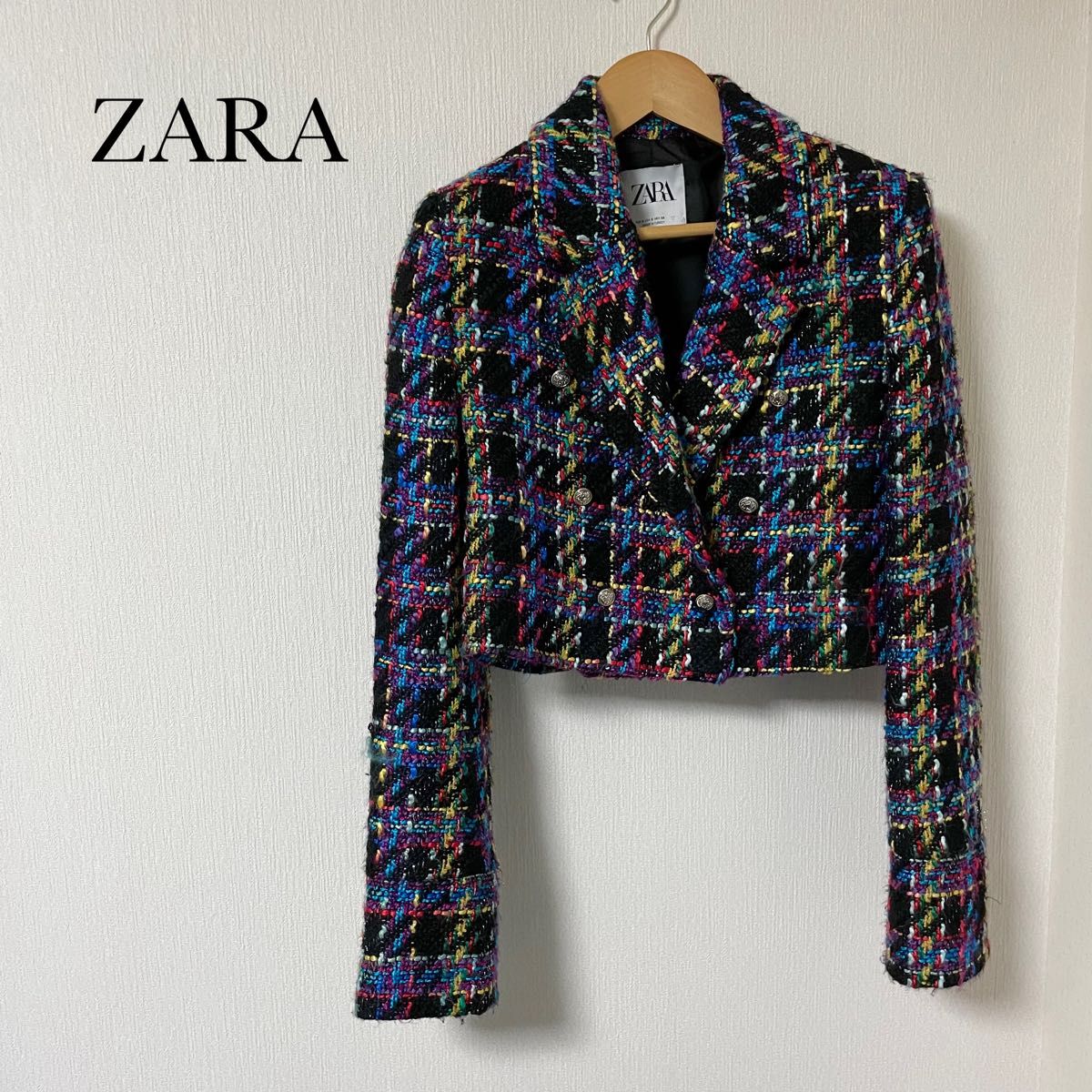 ZARA カラフル ツイードジャケット ミニ丈 Sサイズ|Yahoo ZARA カラフル ツイードジャケット ミニ丈 Sサイズ|Yahoo
