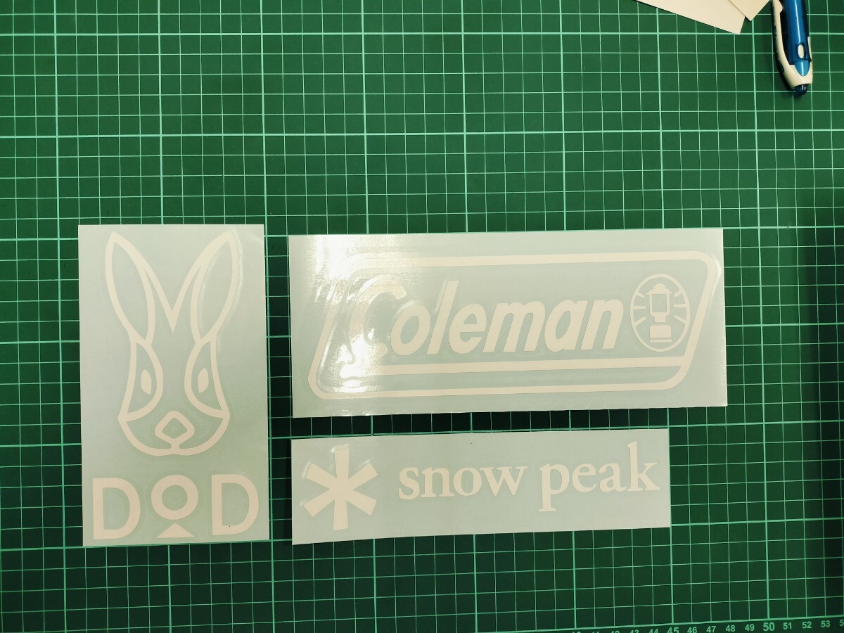 DOD Coleman Snow Peak sticker 3 collection set white color modification * size modification possibility 