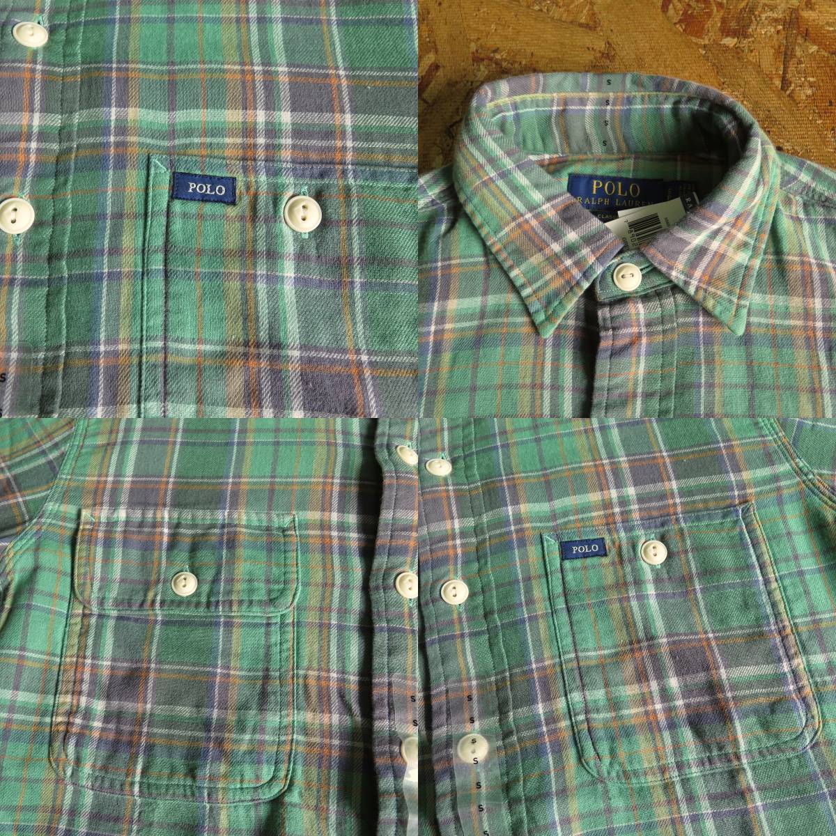 新品☆本物 ポロ ラルフローレン チェックシャツ フランネルシャツ Sサイズ POLO RALPH LAUREN FLANNEL WORK SHIRT アメリカモデル USA購入