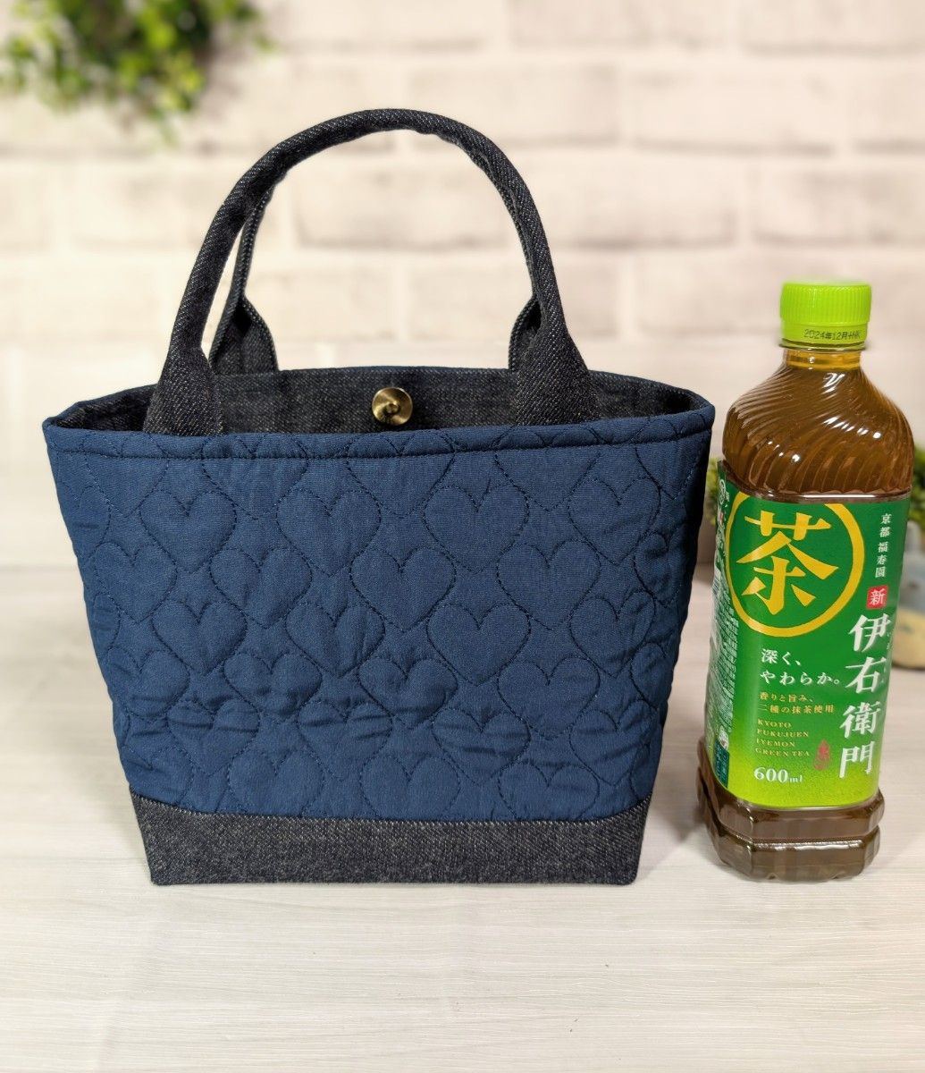 大人かわいいハートのキルティングと岡山デニムのハンドメイド 大人かわいいハートのキルティングと岡山デニムのハンドメイド