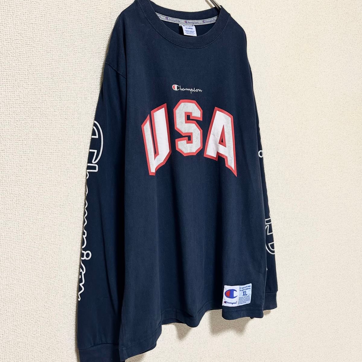 希少】チャンピオン フットボールTシャツ トップス メンズ 長袖 希少】チャンピオン フットボールTシャツ トップス メンズ 長袖
