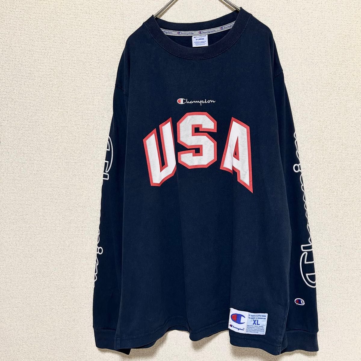 希少】チャンピオン フットボールTシャツ トップス メンズ 長袖 希少】チャンピオン フットボールTシャツ トップス メンズ 長袖