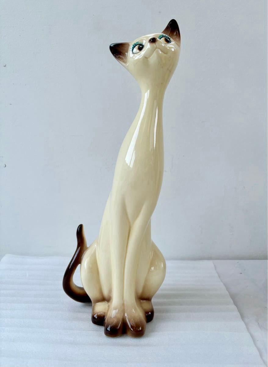 昭和レトロ シャム猫 ペア 置物 当時物 陶器 猫 ビンテージ 昭和レトロ シャム猫 ペア 置物 当時物 陶器 猫 ビンテージ