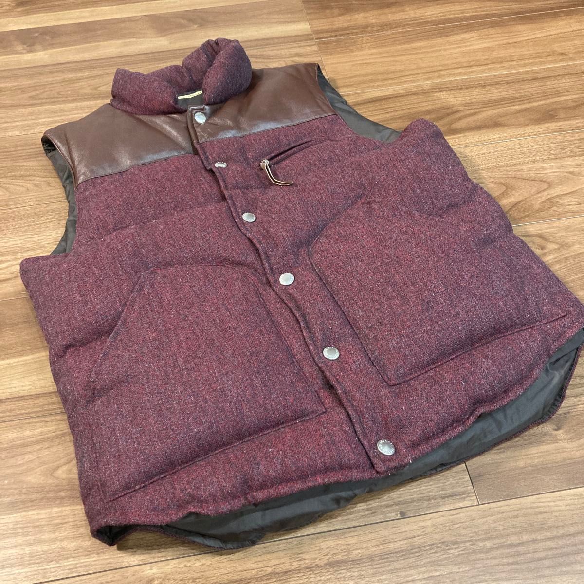 美品】ジャーナルスタンダード 羊革 ダウンベスト ツイード 美品】ジャーナルスタンダード 羊革 ダウンベスト ツイード