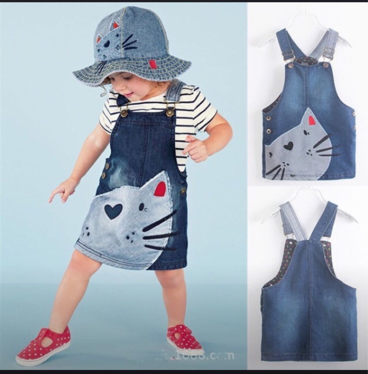 Paypayフリマ オーバーオール ワンピース デニム 猫 90 95 韓国子供服 Paypayフリマ オーバーオール ワンピース デニム 猫 90 95 韓国子供服