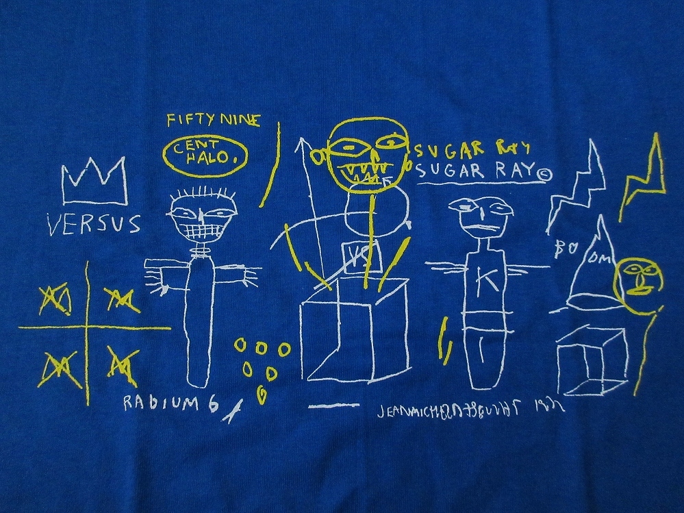 00's ジャン＝ミシェル・バスキア FOTOFOLIO Sugar Ray Tシャツ XL ブルー Jean-Michel Basquiat Robinson 芸術ART展 絵画 現代美術 美術館