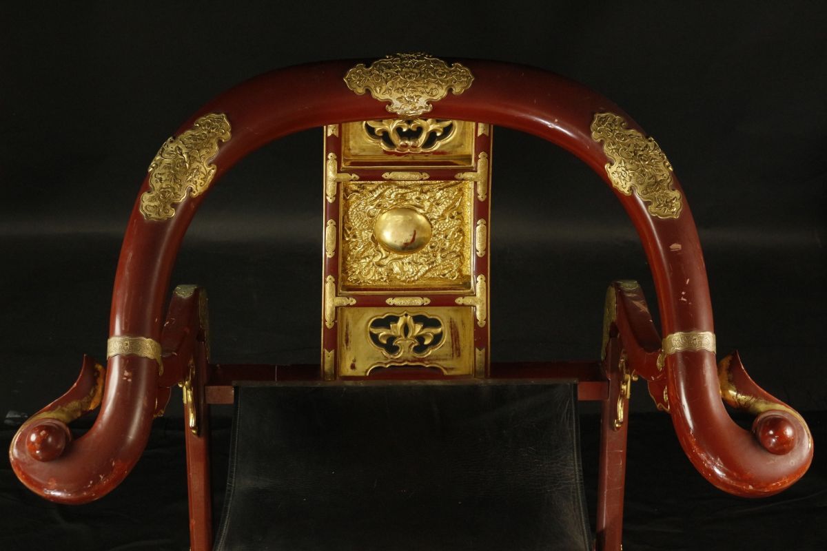 LIG】寺院仏具 細密彫金金具 朱塗曲禄 特大102㎝ 寺院引取品 LIG】寺院仏具 細密彫金金具 朱塗曲禄 特大102㎝ 寺院引取品