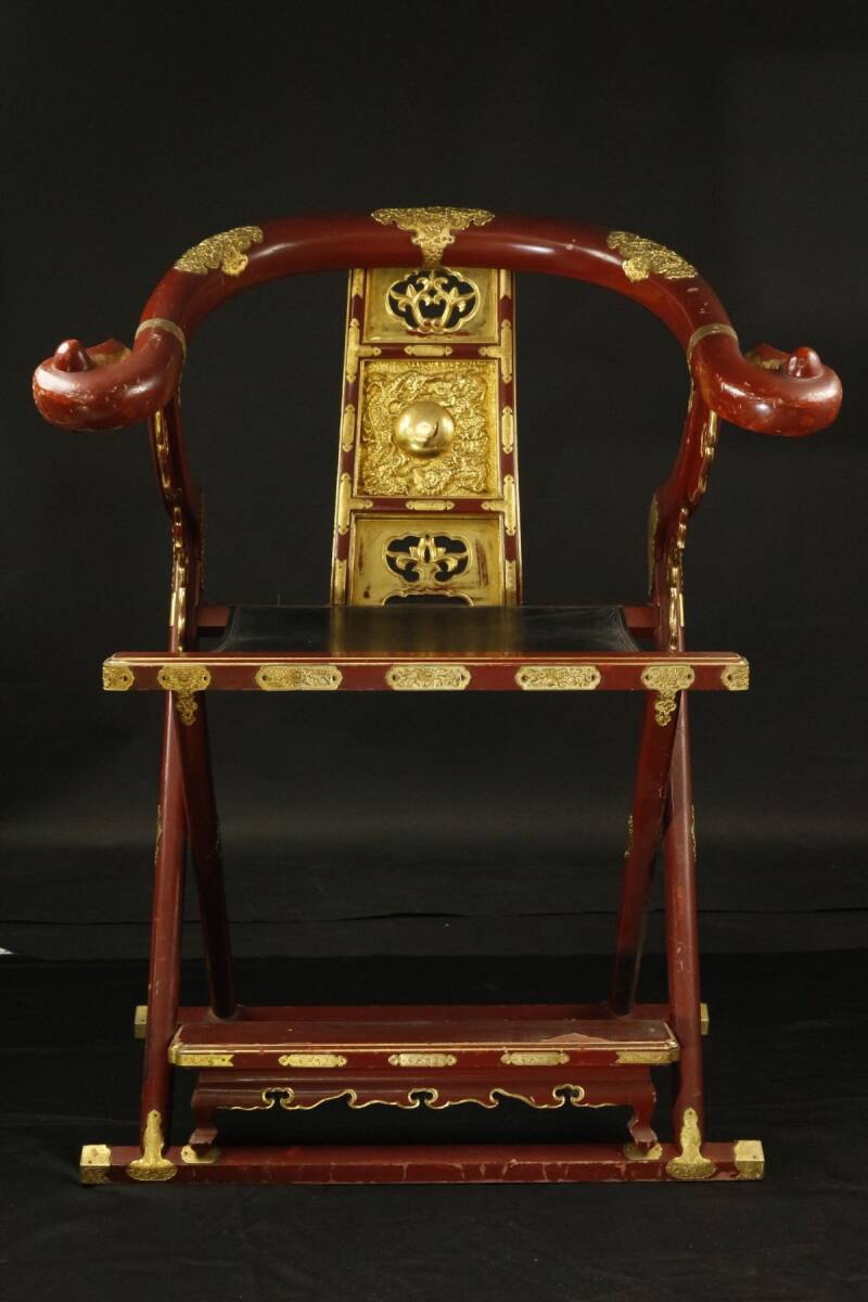LIG】寺院仏具 細密彫金金具 朱塗曲禄 特大102㎝ 寺院引取品 LIG】寺院仏具 細密彫金金具 朱塗曲禄 特大102㎝ 寺院引取品
