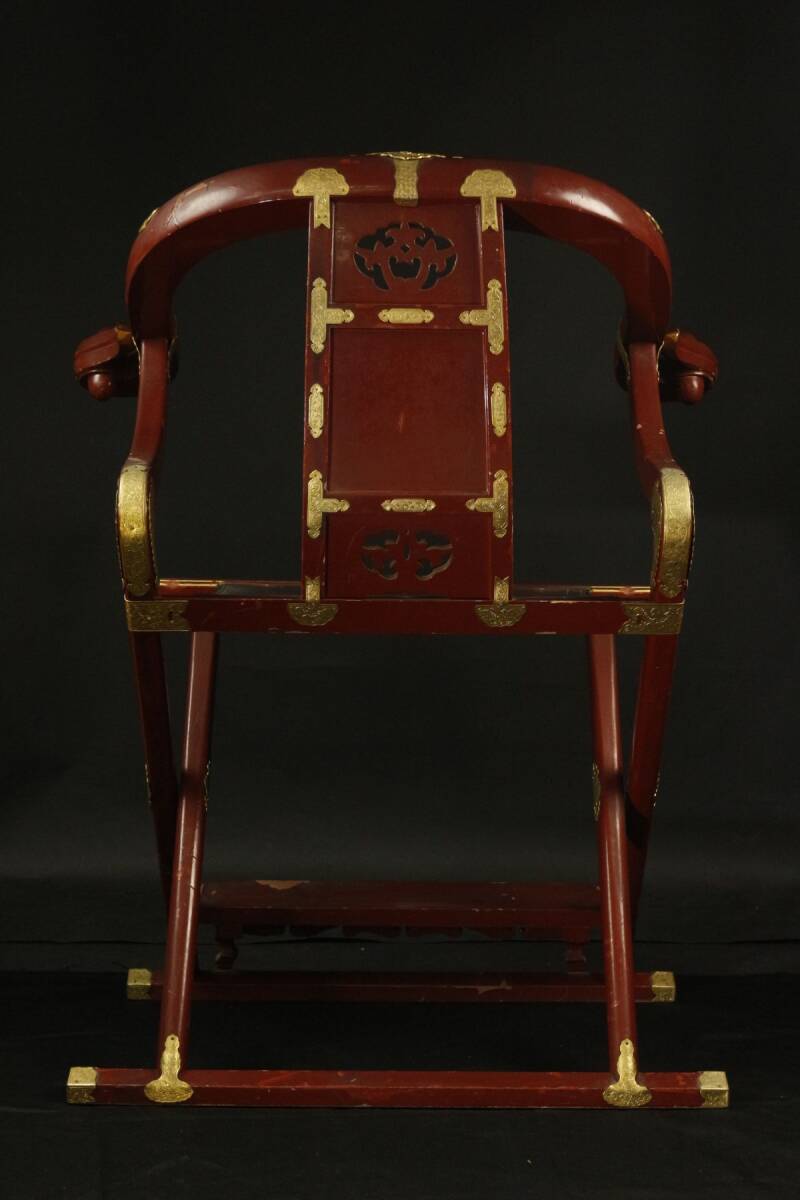 LIG】寺院仏具 細密彫金金具 朱塗曲禄 特大102㎝ 寺院引取品 LIG】寺院仏具 細密彫金金具 朱塗曲禄 特大102㎝ 寺院引取品