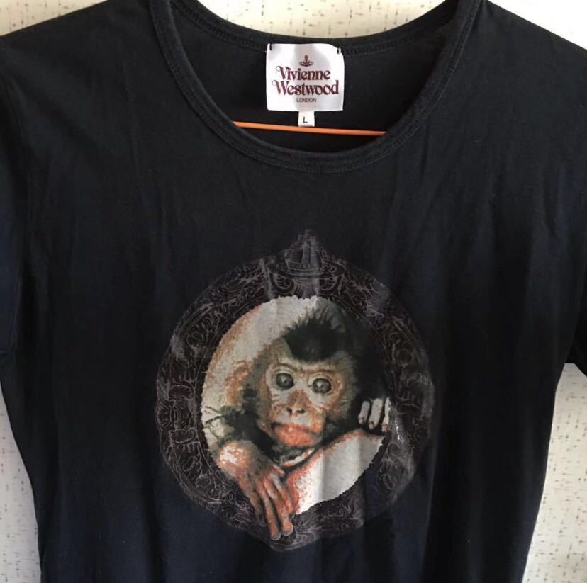 ヴィヴィアン ウエストウッド Vivienne Westwood Tシャツ Lサイズ 絵画 猿 ブラック 黒 綿100% 日本製 インコントロ_画像2